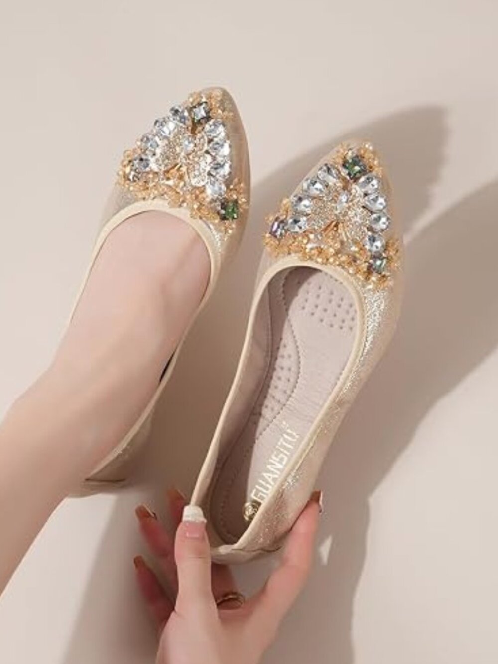 Rhinestones Bow Ballet Flats